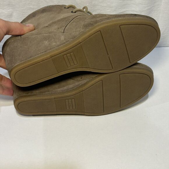 Toms Ankle Boots Women's Size 7.5 Wedge Heel Lace Up Shoes Suede - Picture 5 of 7